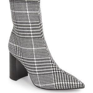 Coma Stretch Bootie In Black White Plaid - Size 8